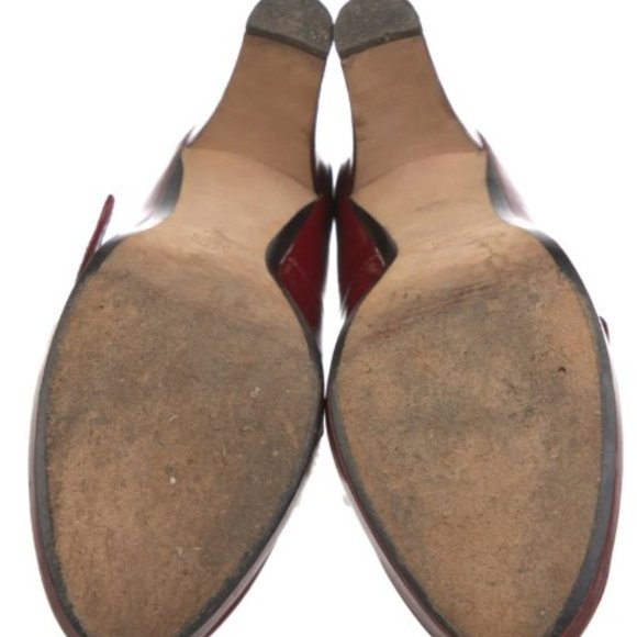 Saks Fifth Avenue Patent Leather Pumps Size 6.5 Dark Red - Picture 2 of 5